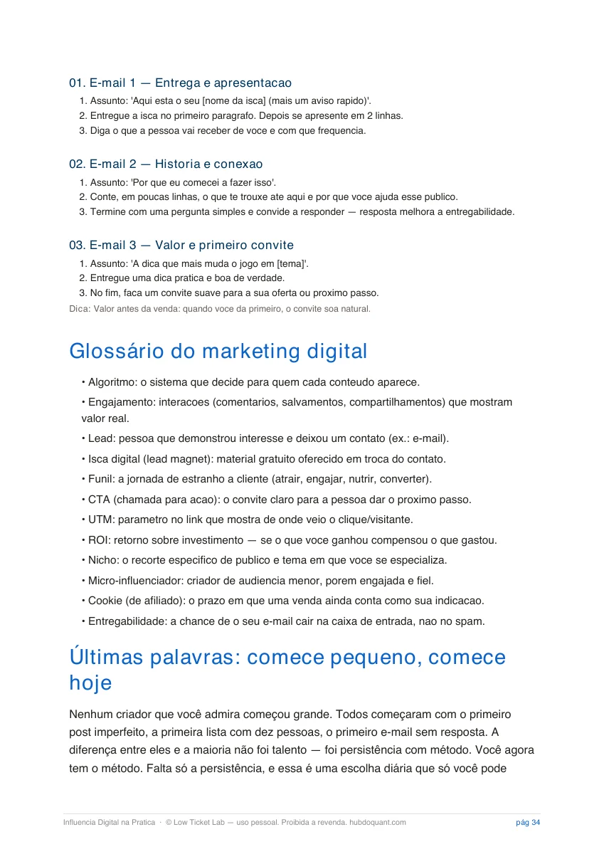 E-mail de boas-vindas, referência visual apresentada no guia
